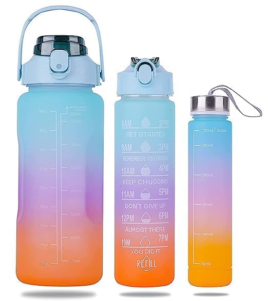 3PCS (3 IN 1) MOTIVATIONAL MEASUREMENT WATER BOTTLE OWN GIFT