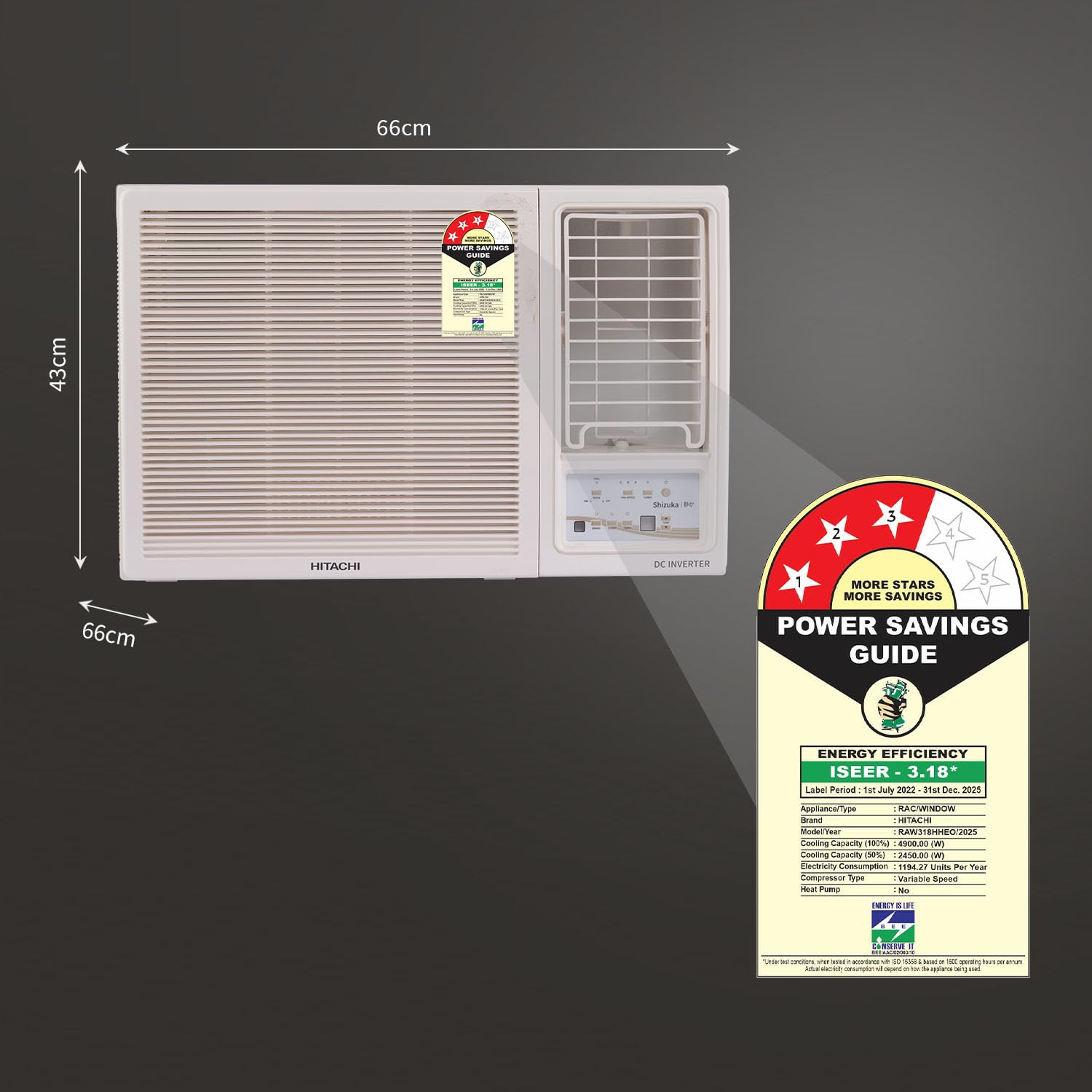 WINDOW 1.5 TON SHIZUKA (3 STAR)(RAW318HHEO)(690299)-AIR CONDITION